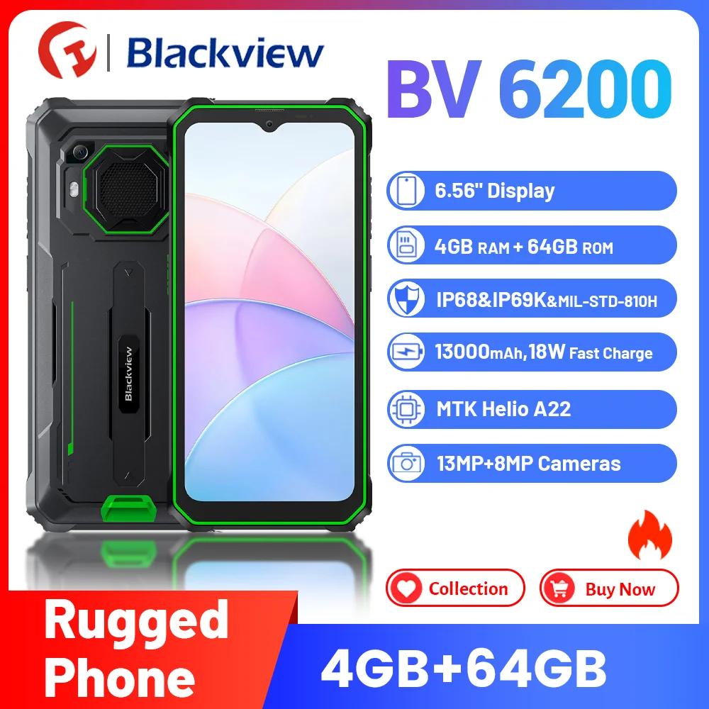 Blackview ߰ Ʈ, 4GB + 64GB,13000mAh, 18W  , 6.56 ġ ȵ̵ 13,Helio A22 , BV6200